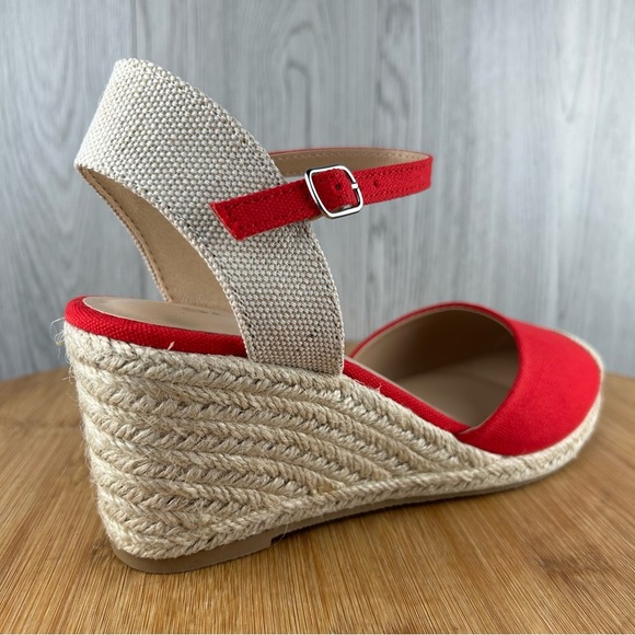 Espadrille Shoes with Wedge Heel (RED-COT) - Picture 9 of 10